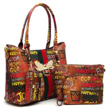 GRAFFITI 4-IN- 1 BEE STRIPE ACCENT SATCHEL BAG SET