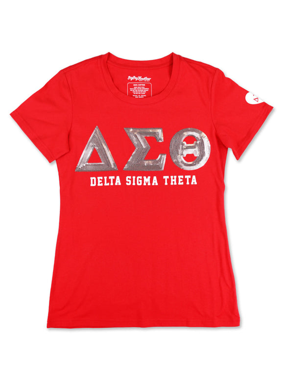 DST Delta Sigma Theta SEQUIN PATCH TEE_RED