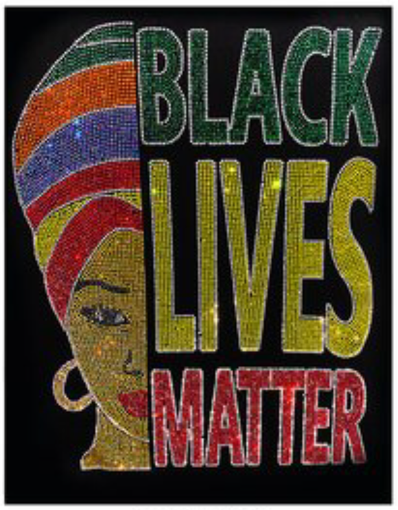 BLACK LIVES MATTER - WOMENS SHINY RHINESTONES T-SHIRT - BKLM2