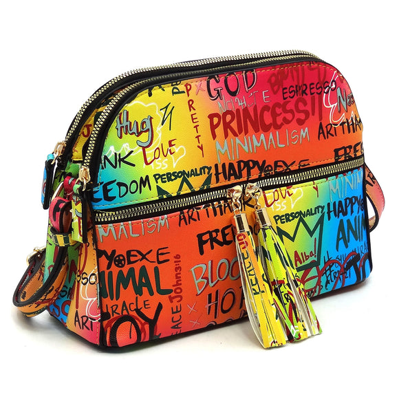 GRAFFITI MID ZIP TASSEL CROSSBODY